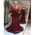 Sexy Wine Red Arabian Cape Two Pieces Mermaid Lace Bordados Vestidos de noite